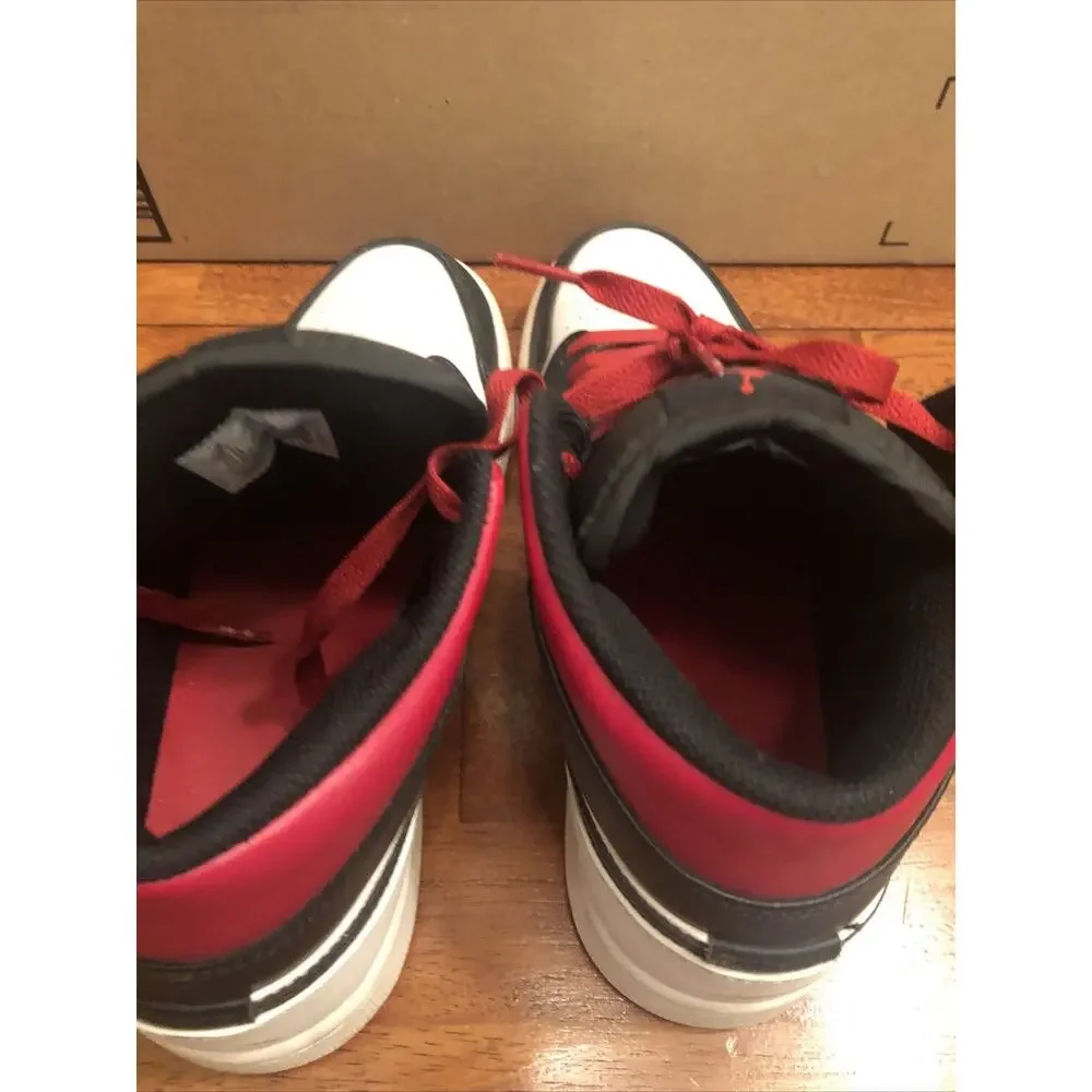 Nike Air Jordan 1 Mid Gym Shoe Mens Size 8 Red/Black/White Basketball Athletic